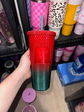 Studded Ombre Tumbler in Red and Teal